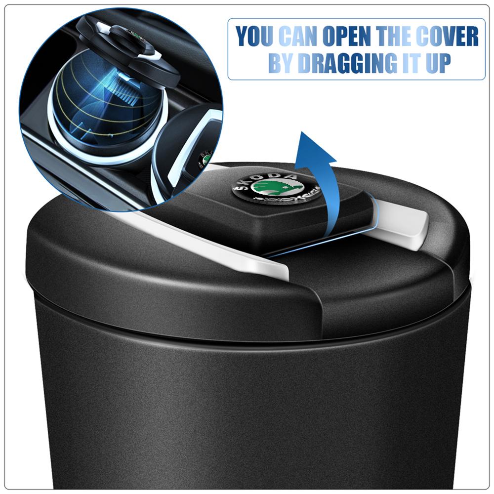 RBD4 1PC LED Portable Car Ashtray Cigarette Ash Hold Cup Holder for Skoda Rapid Superb Karop Roomster Kodiaq Fabia 1 2 Octavia Citigo