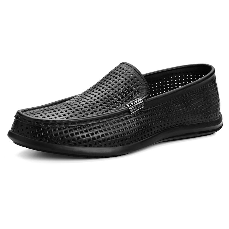Fashion Men's Genuine Leather Loafers Slip-On Dress Shoes for Men Comfortable Hollow Out Casual Shoes Man Classic Lace-Up Formal Shoes
