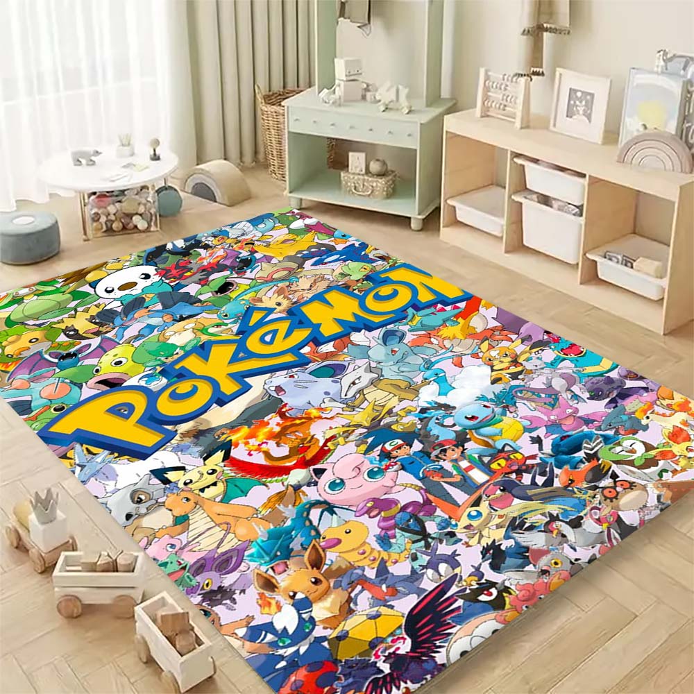 Pokémon-themed printed non-slip decorative rug, cute cartoon welcome mat, a great gift for friends and family.