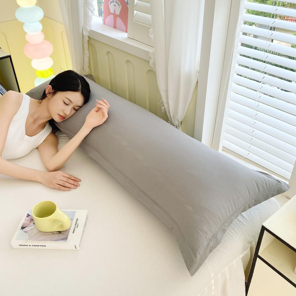 Solid- Washed Double Long Pillowcases, Couple Pillowcases 48*100cm, 120cm, 150cm, 180cm (without Core)