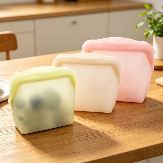 Silicone Storage Bag Leak-Proof Upright Freezer Bag Prevent Odor Transfer Bag Reusable Thick Tear-Resistant Food Storage Bag