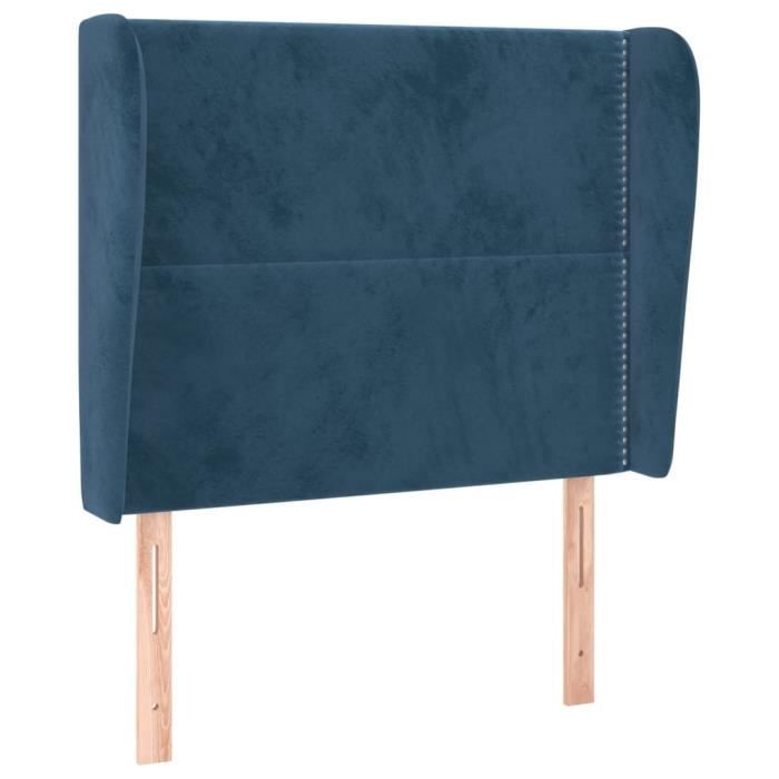 VidaXL Tête de lit avec oreilles Bleu foncé 103x23x118-128 cm Velours3117862