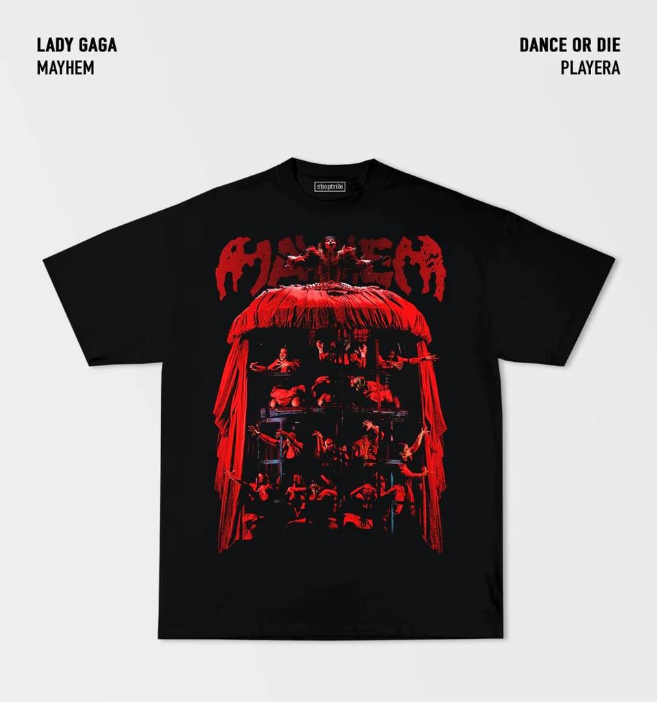 Summer Men T-shirts Lady Gaga Dance or Die T-Shirt Oversized Y2K Street Hip Hop Short Sleeve Top Heavy Cotton Female T-shirt