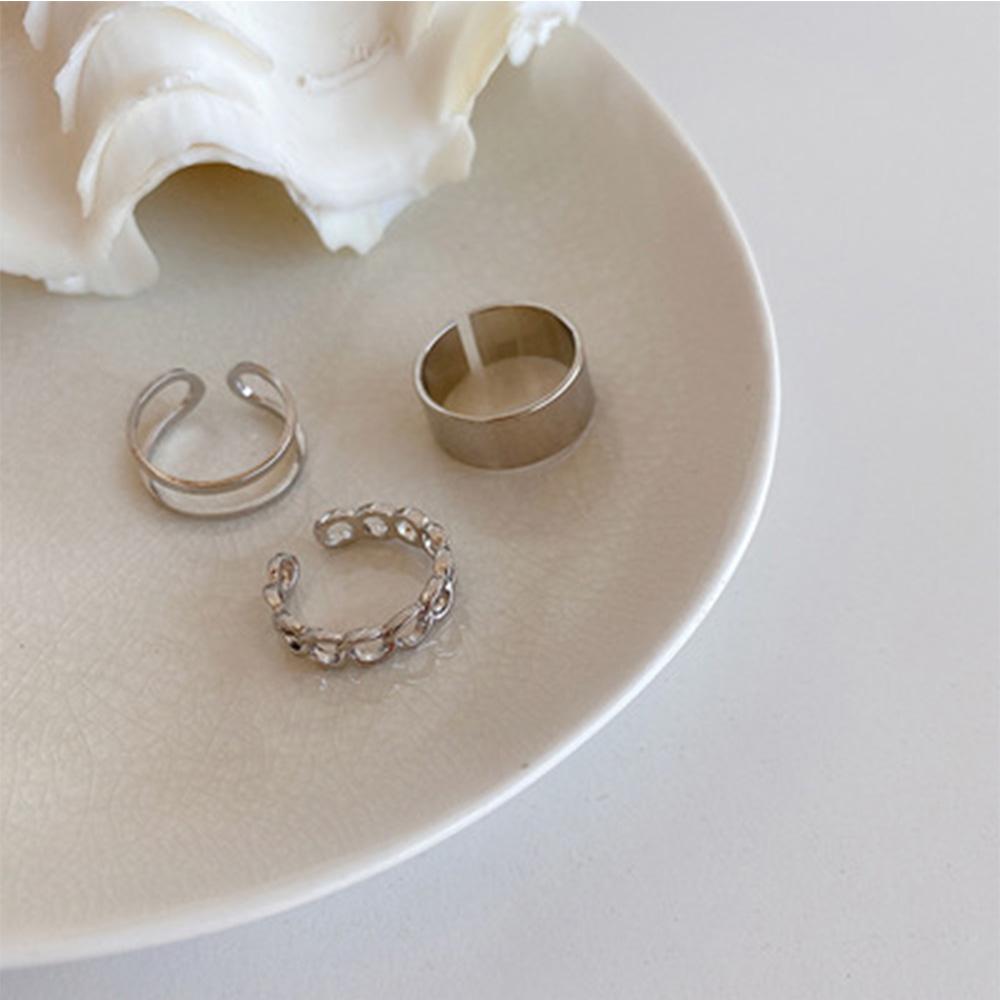 3Pcs/set Women Round Vintage Geometric Metal Rings Set Chain Jewelry Open Rings Women Gifts