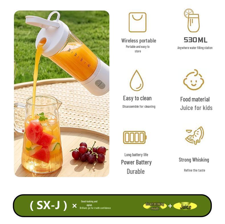 Compact Rechargeable Travel Juicer Cup - Large Capacity Electric Juicer