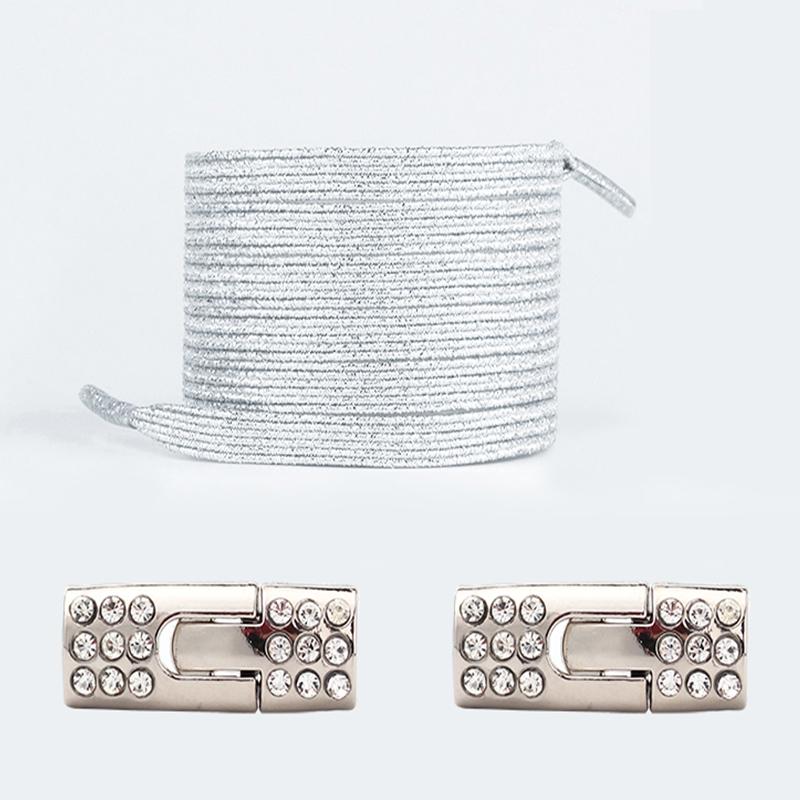 Colorful Diamond Buckle Elastic No-Tie Shoelaces Pearl Detailing Sneaker Shoelaces for Kids & Adults Easy Slip-On Shoe Laces