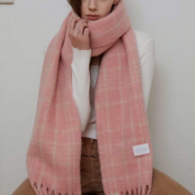 Tatiana Kuscheliger Karomuster Wollmischungs-Schal MF8108 Rosa