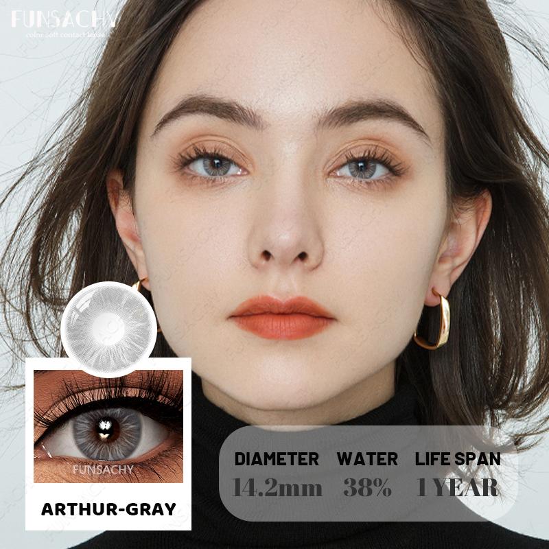 FUNSACHY 1 Pair Color Contact Lenses for Eyes Natural Softlens Lenses Cosmetic Eye Contacts Gray Pupils Yearly Lens Brown Lens