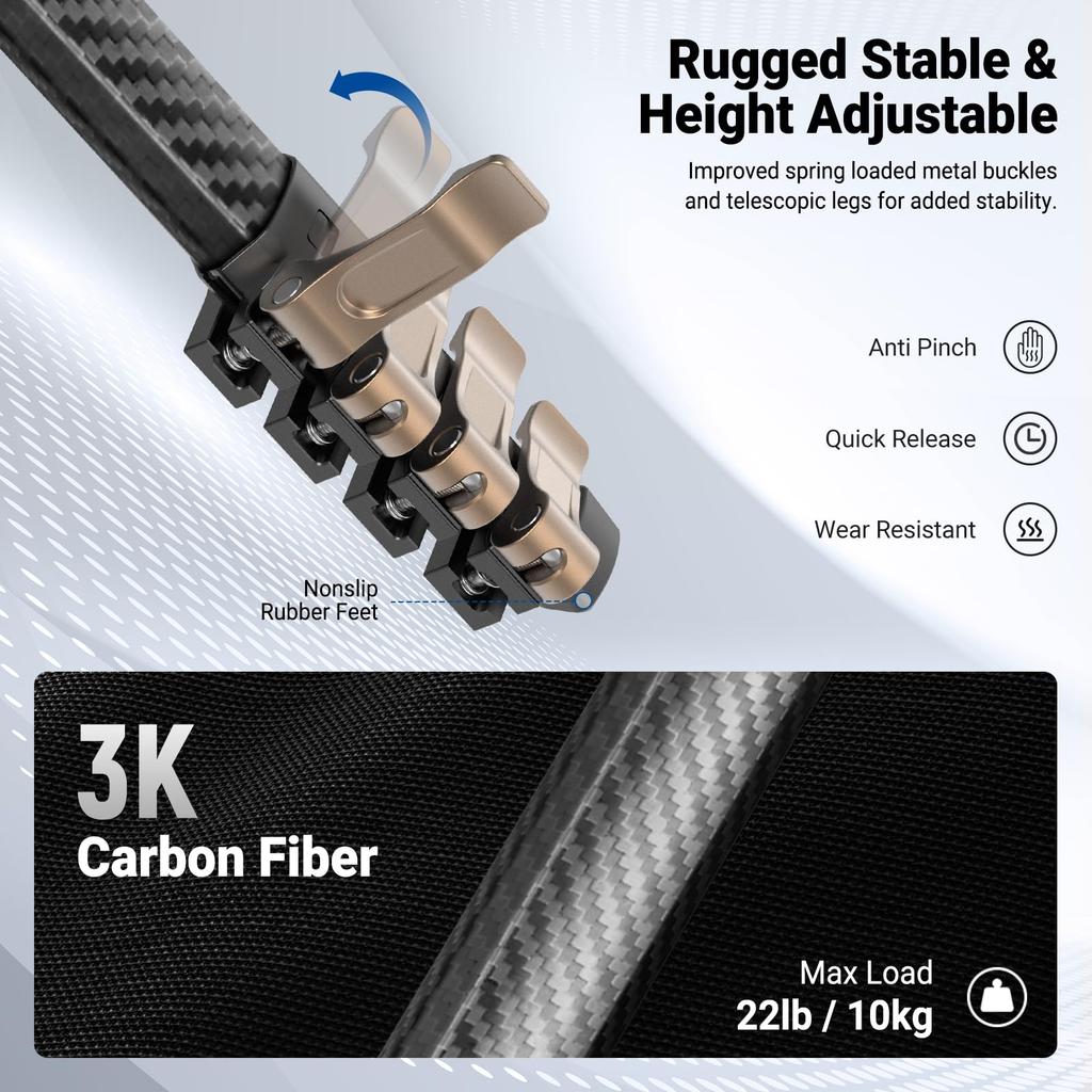 NEEWER LITETRIP Carbon Fiber Travel Slim Ball Panoramic Type Tripod for with Smartphone PD V3 Plate Two Center 10kg Load LT39 Tripod, Pan-Tilt Head,