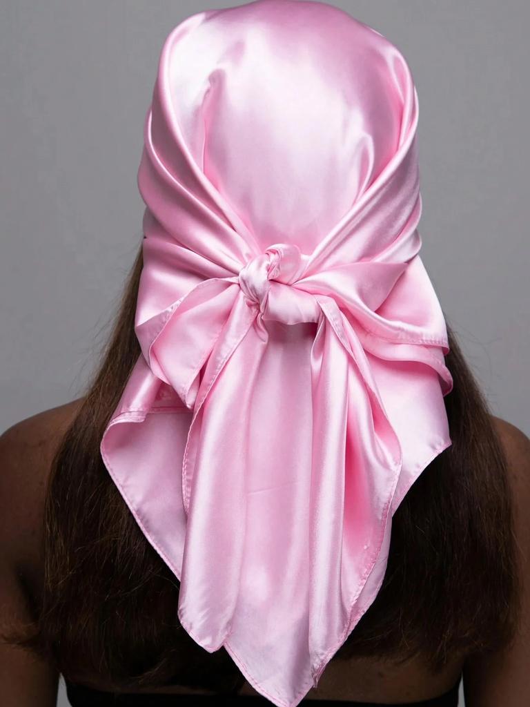 Fashion 90*90cm Solid Color Square Scarf Soft Satin Wraps Elegant Head Neck Hair Tie Band Ladies Hijab Women Girls Kerchief