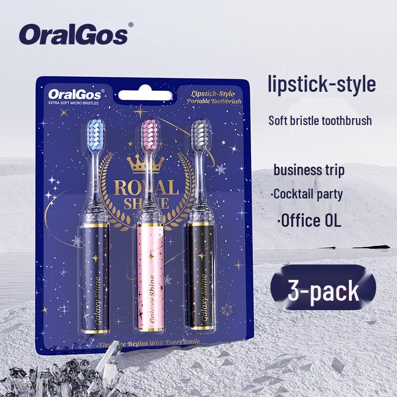 Three-Piece Luxury Folding Toothbrush with Soft Bristles - Ideal for Adult Travel or Business Trips.