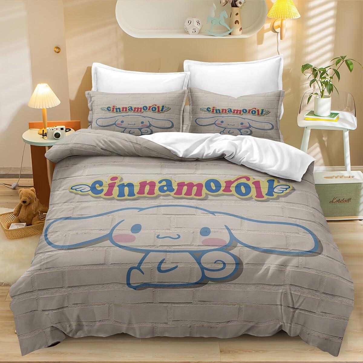 

Милі постільні комплекти Cinnamoroll Ковдра Квілт Покривало на ліжко Підковдра Наволочка Набори з 2-3 предметів Дитячий Дорослий розмір Домашній декор US Twin173x218cm