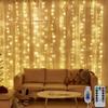 300 LED String Lights, 3m X 3m, Warm White, with Remote Control, 8 Lighting Modes, Flashing, Steady, and Adjustable Brightness, USB Powered,