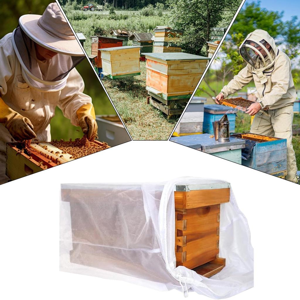 Beehive Transport Net Bag Breathable Drawstring Beekeeping Supplies Beehive Carrier Bag For Garden Fondant Honey Yard Patio