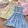 Stylish Floral Sleeveless Dress For Girls Summer Medium Large Kids Fashionable Vest Dress Trendy Children Clothing