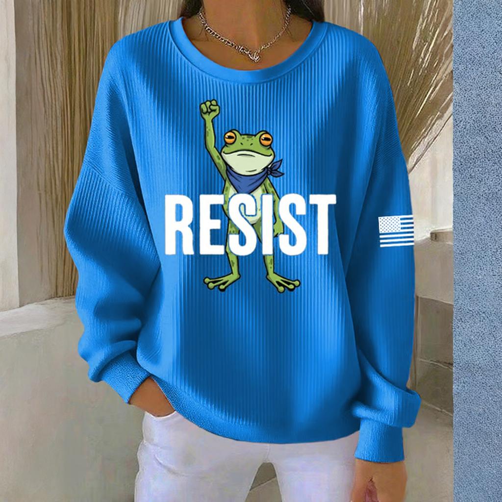 Women's Loose Comfortable Casual And Fashionable Round Neck Pattern Long Sleeved Sweatshirt