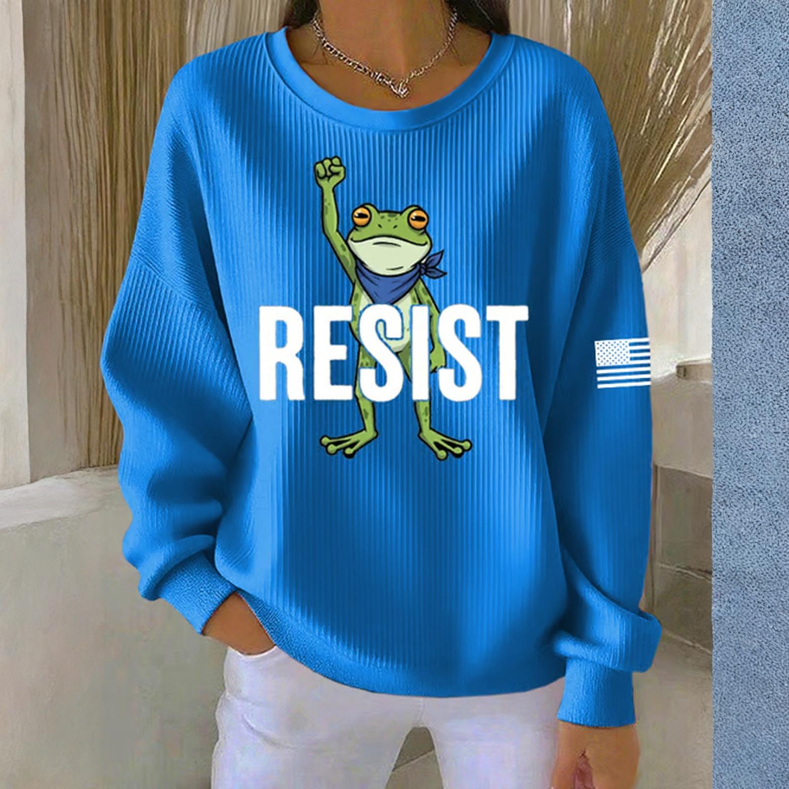 

Женский свободный удобный повседневный и модный свитшот с круглым вырезом и узором с длинными рукавами XL