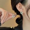 Silver needle zircon curved snake winding stud earrings niche design earrings earrings