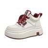 Platform white shoes women's 2025 new autumn and winter shoes women's versatile flat-soled lace-up velvet casual sports board shoes
