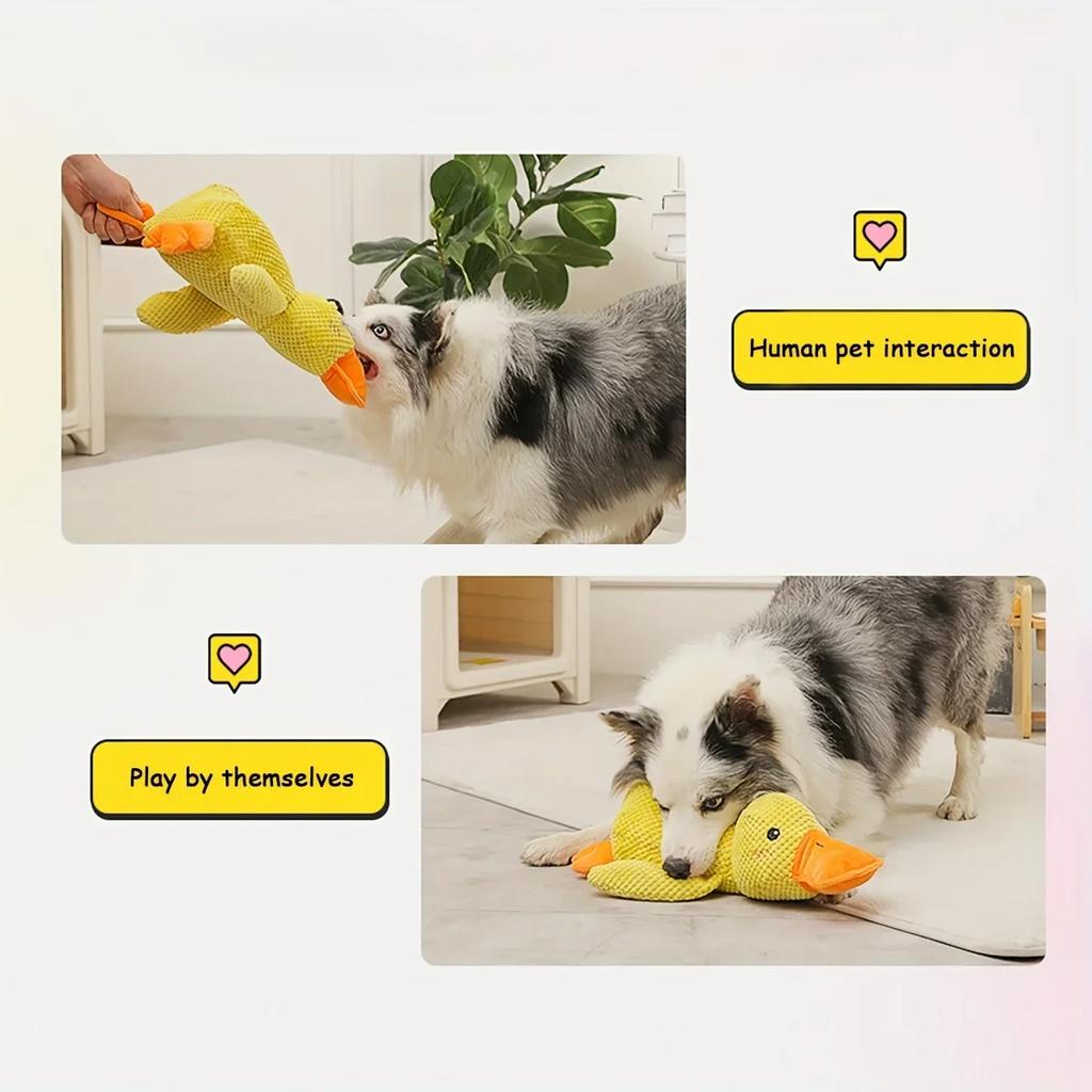 1pc Large Duck Design Pet Grinding Teeth Squeaky Plush Toy, Durable Chew Toy For Dog Interactive Supply
