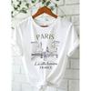 Paris Damen Mode Print T-Shirt Mädchen Kurzarm Rundhals Lässiges Oberteil Minimalistisch Frisch Und Stilvoll Zeigt Natürliche Eleganz