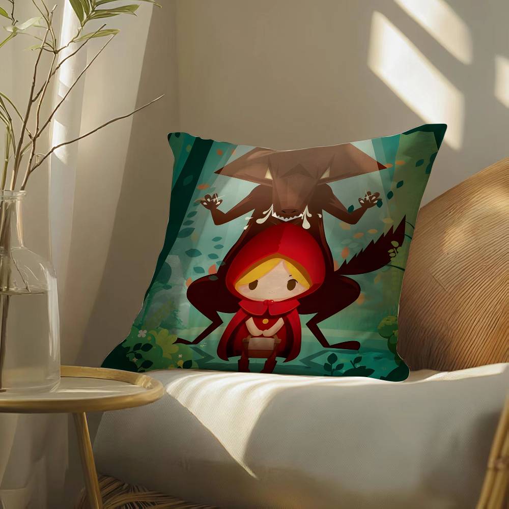 Cute Little Red Riding Hood Pillow Case Silky elegant Comfort Sofa Bed Invisible zipper Beach pillowcase