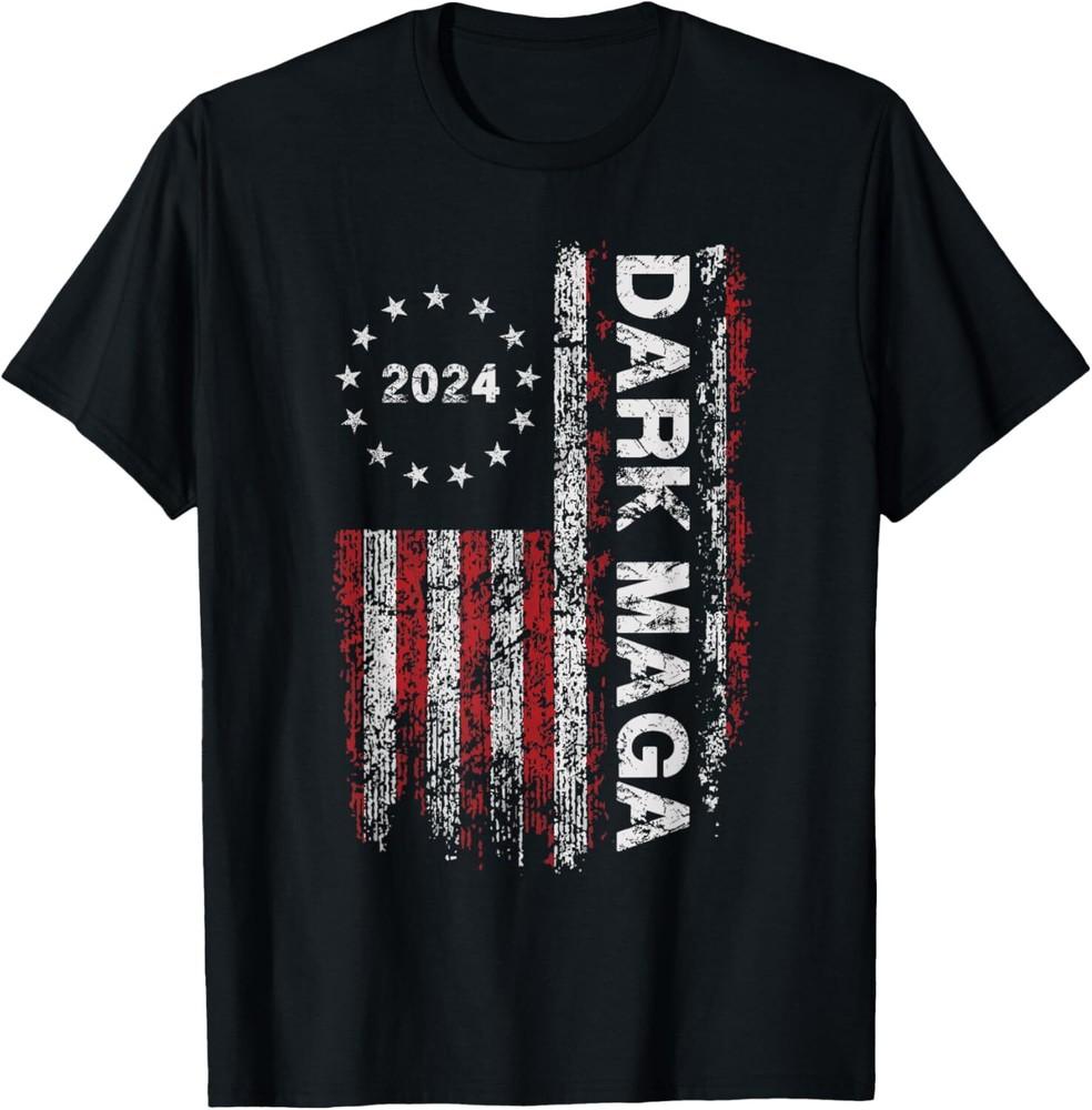 SALE Trump 2024 Dark MAGA US Flag Vintage Unisex T-Shirt Unisex T-Shirt S