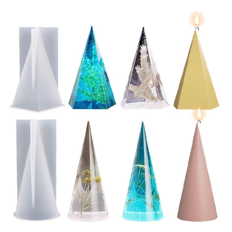 Cone Ring Holder Resin Mold Pyramid Silicone Epoxy Mold for Candle Ring Stand