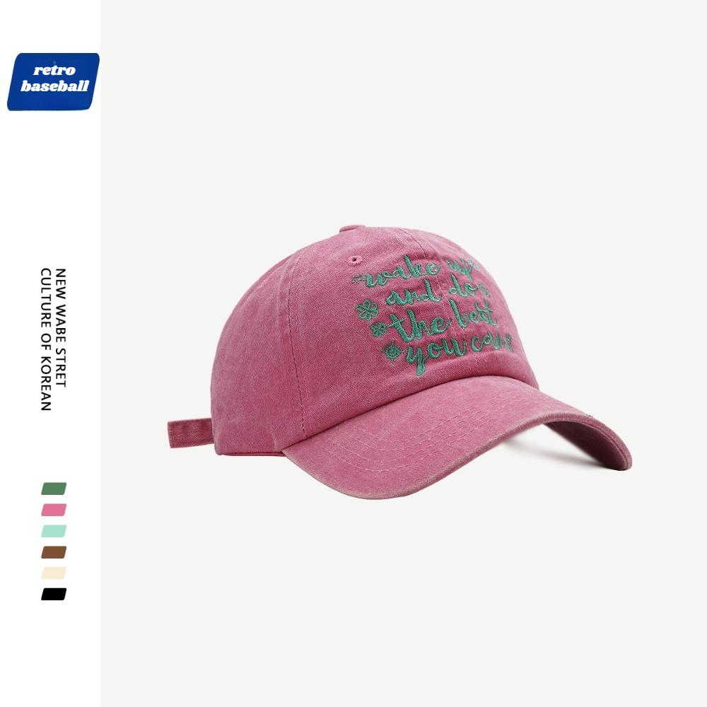 

1pc Classic Casual Embroidery Baseball Cap,Fashion Vintage Soft Sweatband Adjustable SunProtection Versatile Dad Hat for Outdoor Adjustable рожевий червоний колір