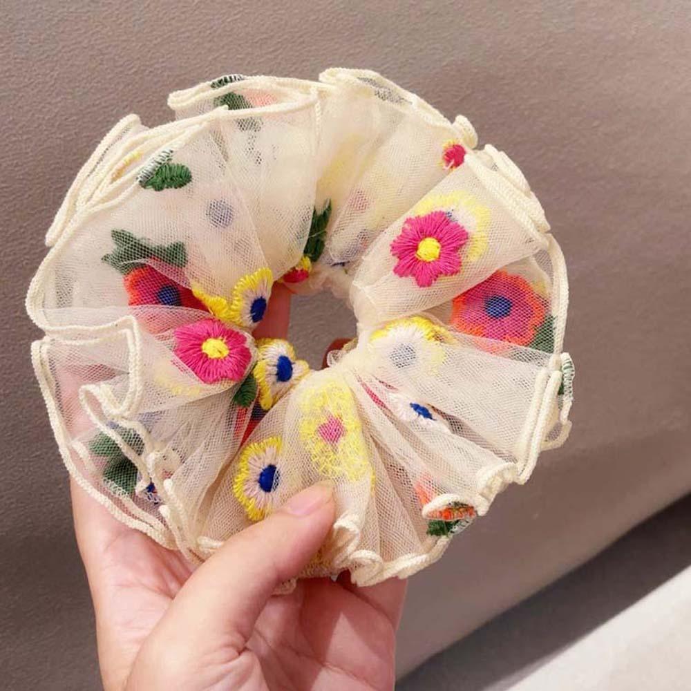 Large Intestine Circle Floral Hair Rope Korean Style Bun Rubber Bands Flower Lace Hair Ring  Daily