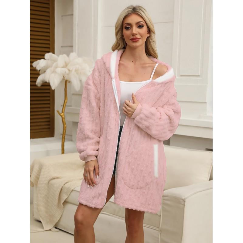 Hooded Zip Blanket Sweatshirt Oversized Flannel Loungewear Senior Men