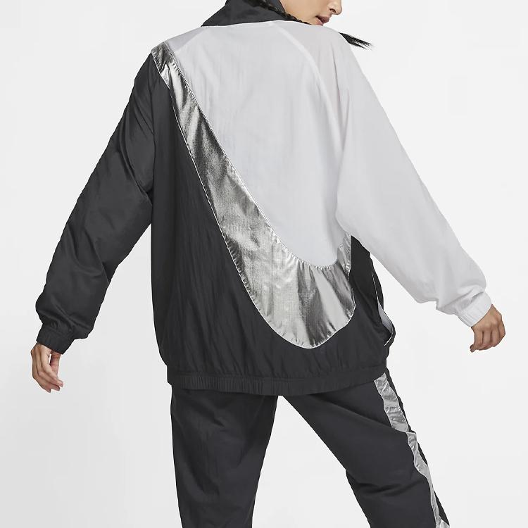 Nike Swoosh Woven Jacket With Color Block Design Women Jacket Black Multicolor CQ8023-011