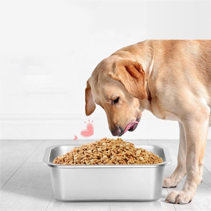 Hygienische Edelstahl-Hundeleckerli-Futter Napf Anti-Rutsch-Boden Perfekt für Große Hunde Rechteckig Große Kapazität