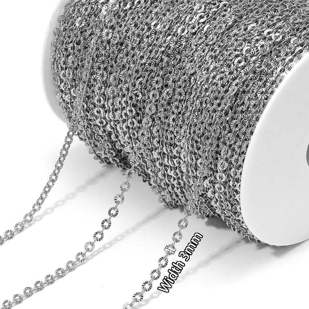 2Meters Stainless Steel PVD Gold Textrued Cable Chain for DIY Girls Necklace Women Bracelet Jewelry Earrings Making Supplies
