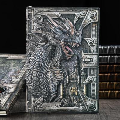 1pc Dragon Retro Relief Leather Notebook Journal Dinosaur European Style Notepad Metal Three-dimensional