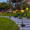 4Pcs Artificial Azalea Solar Light with Stake IP65 Waterproof Outdoor Garden Yard Pathway Patio Yard Lawn Faux Flower Decoration Lamp with 56 LED
