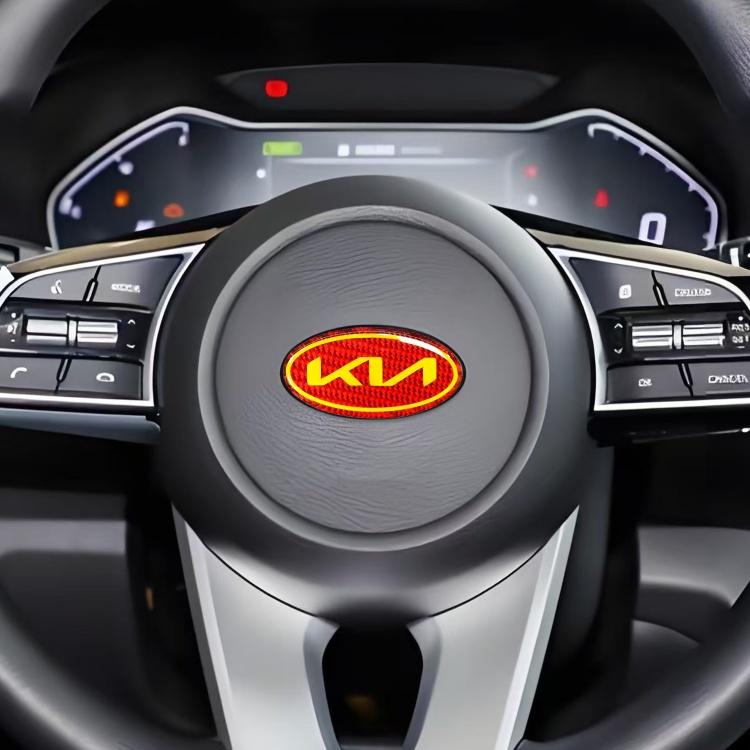 AIL1 1 Stück 3D neuestes KIA KN Kohlefaser Lenkrad Emblem Aufkleber Auto Lenkrad Auto Innenraum Emblem Auto Styling Zubehör