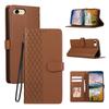 For iPhone 16e Case 3D Rhombus Grid Imprinted Wallet Leather Phone Cover with Lanyard