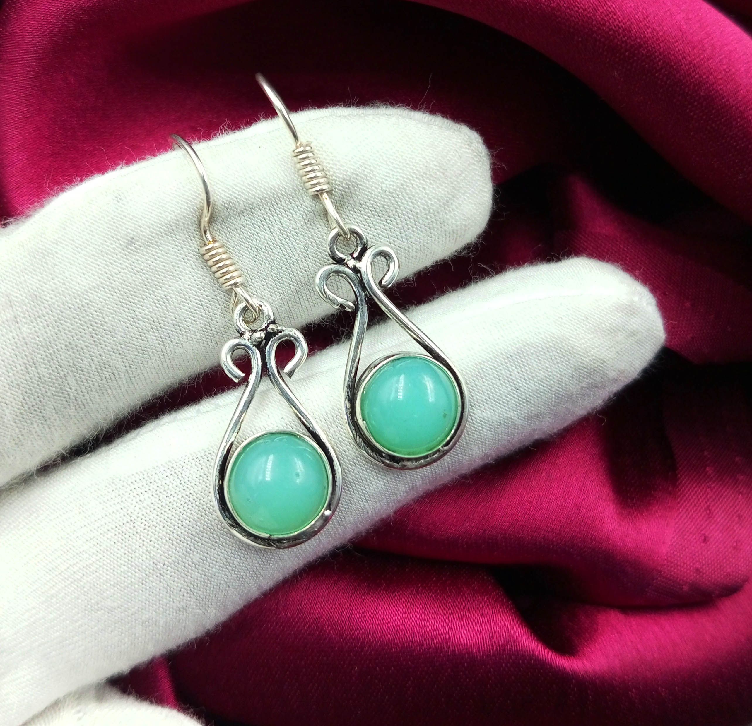 

Халцедоновый драгоценный камень 925 пробы с серебряным покрытием Женские серьги-крючки EEJ-E5