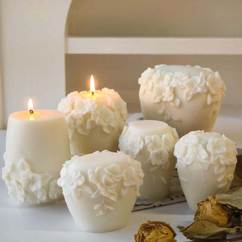 Creative Silicone Candle Mold 3D Vine Flower Shape Ornament Moulds Silicone Craft Molds Silicone Texture for Crafting