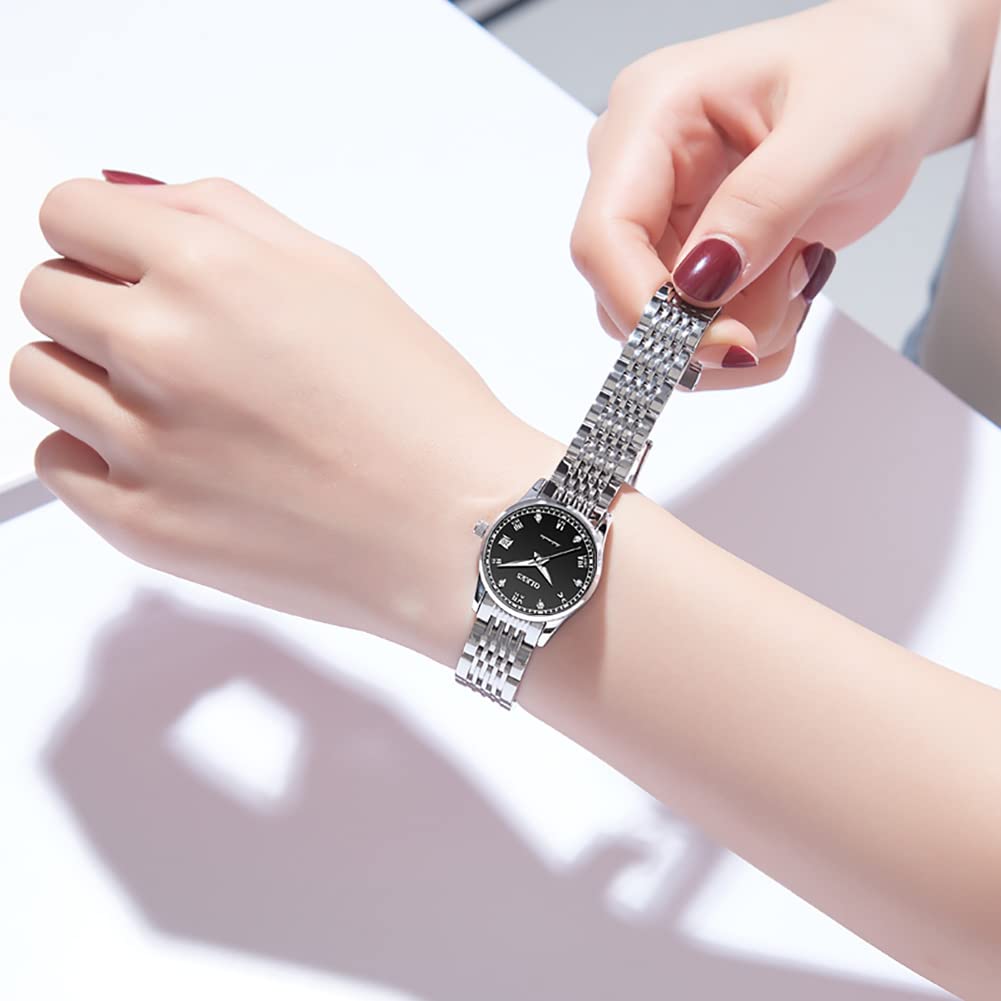 OLEVS Armbanduhr mit mechanischem Armband, hochwertiger Edelstahl, wasserdicht bis 3, Damenuhr, gut lesbare Uhr, inklusive Kalender, ATM,