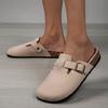 Fashion Men Half Shoes Casual Women Cork Clogs Slippers Fashion Suede Slip On Flat Sandals Soft-Soled Casual Sandals Antislip Outdoor