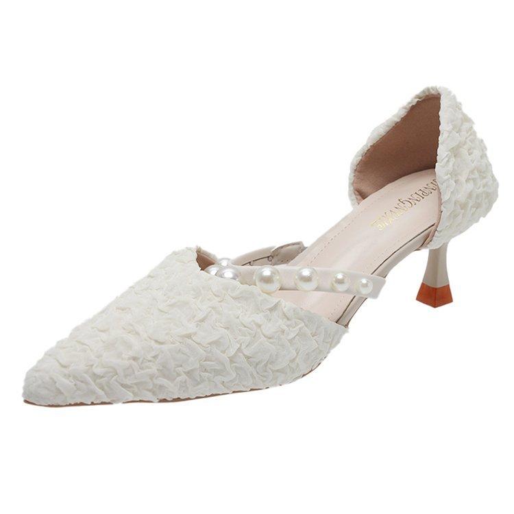 

Fairy wind pointed head thin heel temperament bag head sandals female 2024 summer new temperament versatile evening thin heel single shoes 40