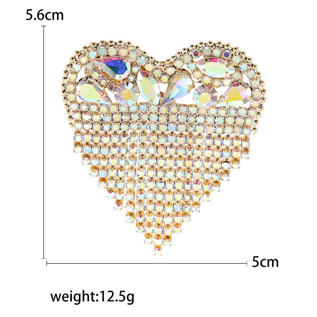 Stilvolle Strass Liebesbroschen für Damen Unisex Quaste Valentinstag Herz Anstecknadeln Bankett Party Rucksack Geschenke Schmuck Accessoires