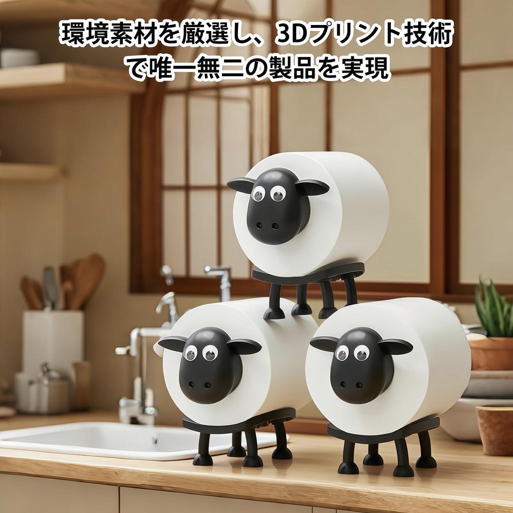 QY MARKET Set of 3 Sheep Toilet Paper Holders 38mm Easy To Bathroom Makes a Great Gift [JIS Standard, Diameter] Stylish, Scandinavian-inspired Design,