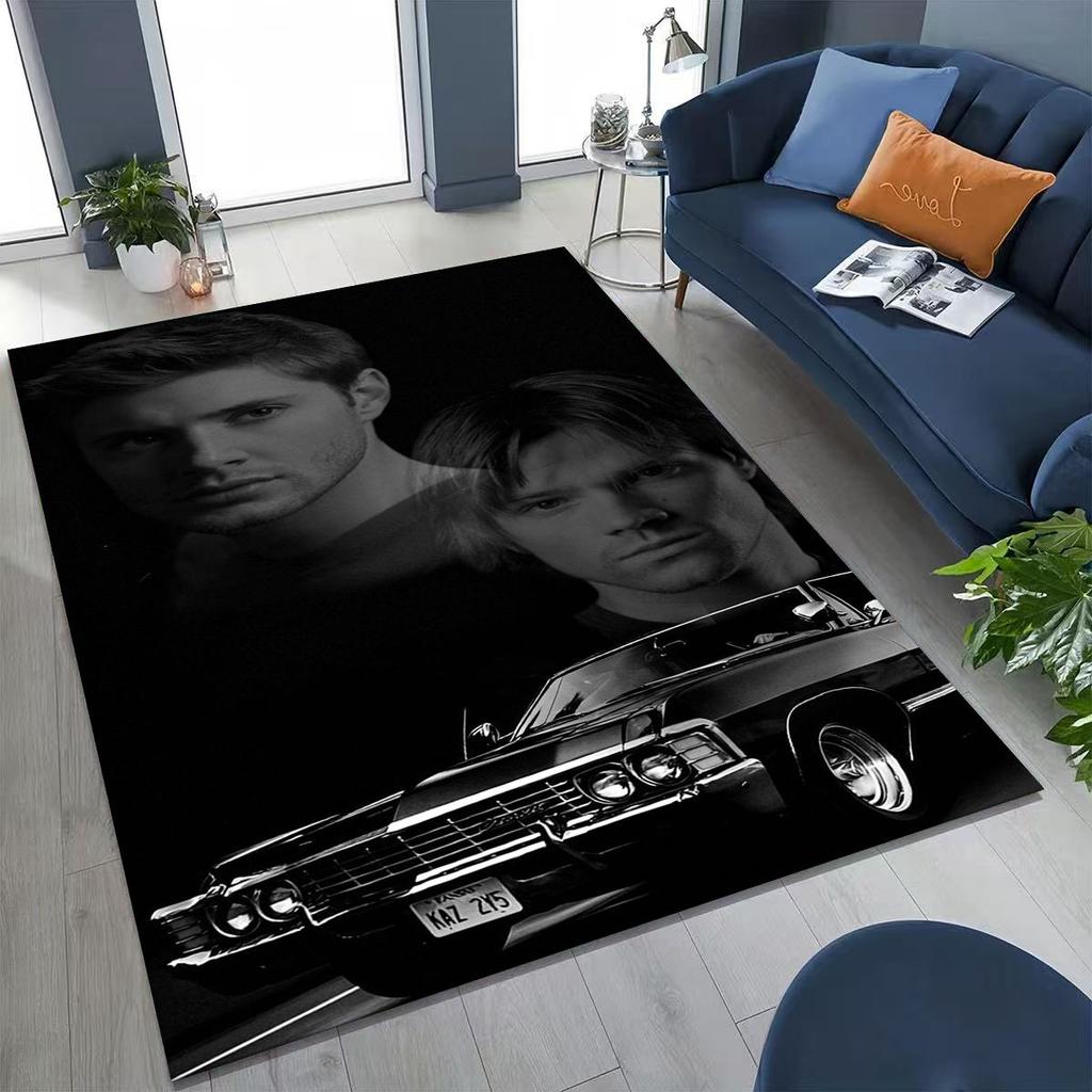 Tapete SPN Supernatural Dean Sam Winchester Castiel para Quarto Sala Sofá Casa Capacho Decoração, Tapete de Chão Grande Antiderrapante para Crianças