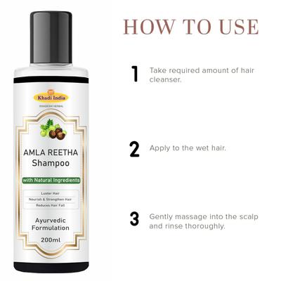 Khadi Amla Reetha Shampoo – 100% Natural Herbal Cleanser for Hair Strength & Shine – Sulfate-Free, Paraben-Free – Controls Hair Fall & Promotes Gr
