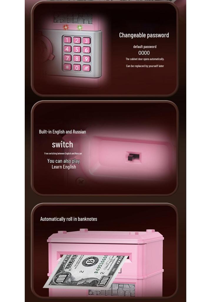 Large Capacity Piggy Bank with Password Lock – Savings Jar and Toy for Kids