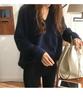 Women's Thick V-Neck Wool Sweater: Velvet, Loose, Casual Knitwear for Autumn & Winter