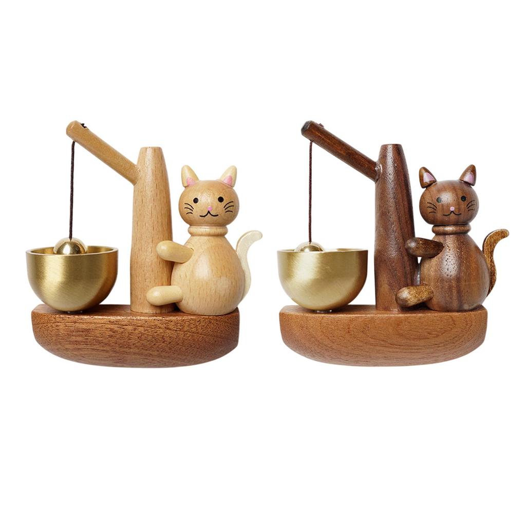 Cat Door Chime Entry Chime Decorative Shopkeepers Bell Wood Doorbell Wind Chime for Restaurant Refrigerator Office Store Porch